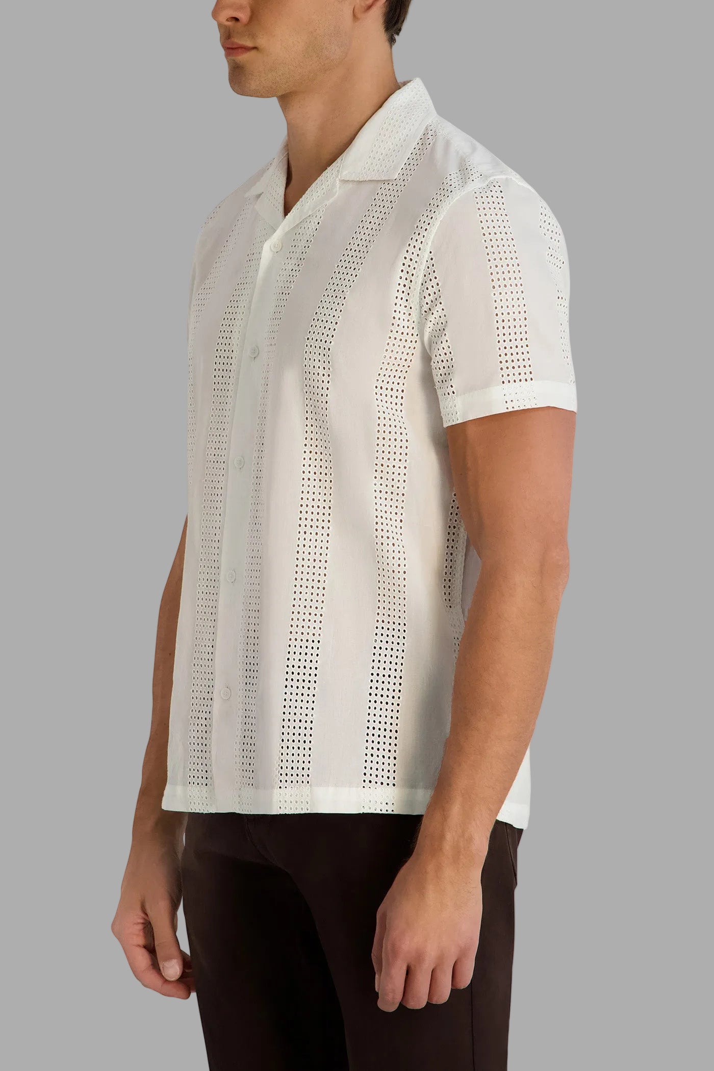 EYELET CAMP COLLAR SHIRT VIEW 3 | Men's Clothing
