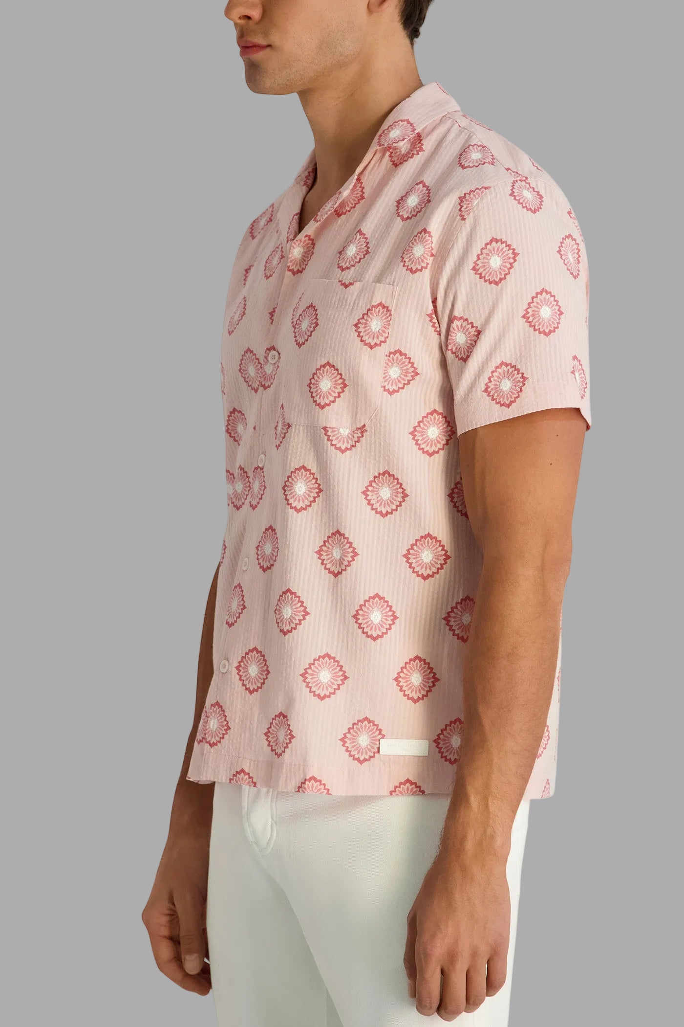 SEERSUCKER GEOMETRIC CAMP SHIRT VIEW 3 | Men's Sweaters & Shirts