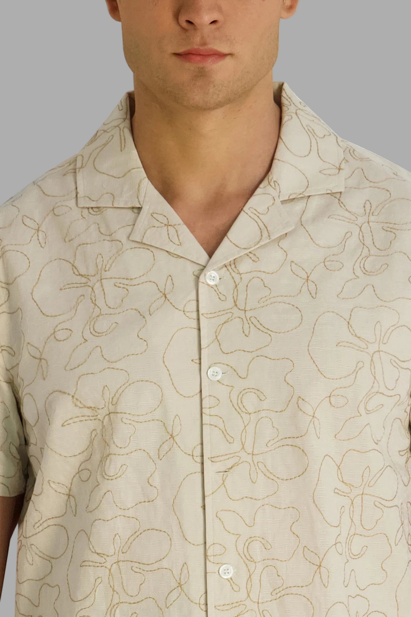Embroidered Floral Camp Collar Shirt | Sweaters & Shirts | Karl