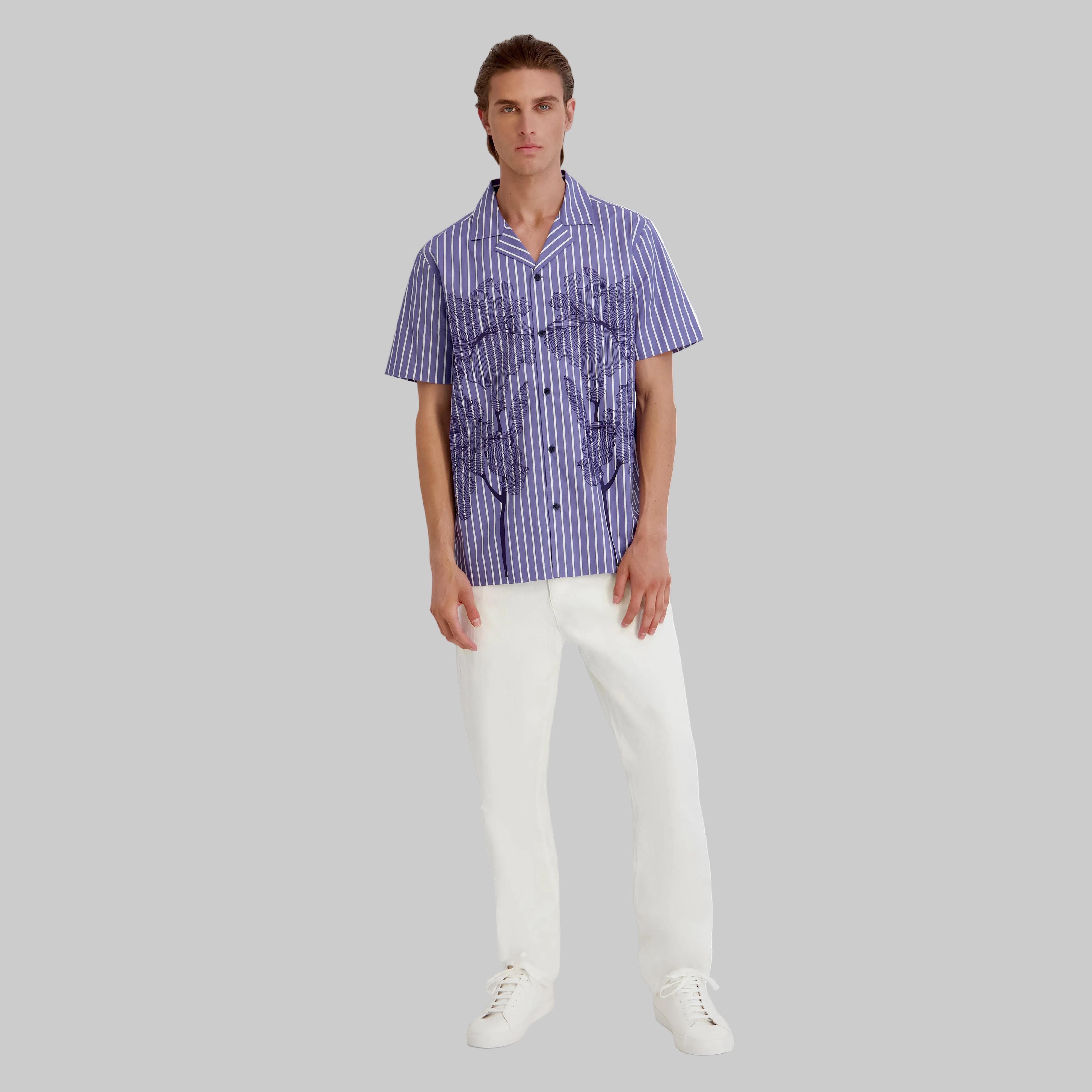 PRINTED FLORAL STRIPED CAMP SHIRT VIEW 4 | Men's Clothing