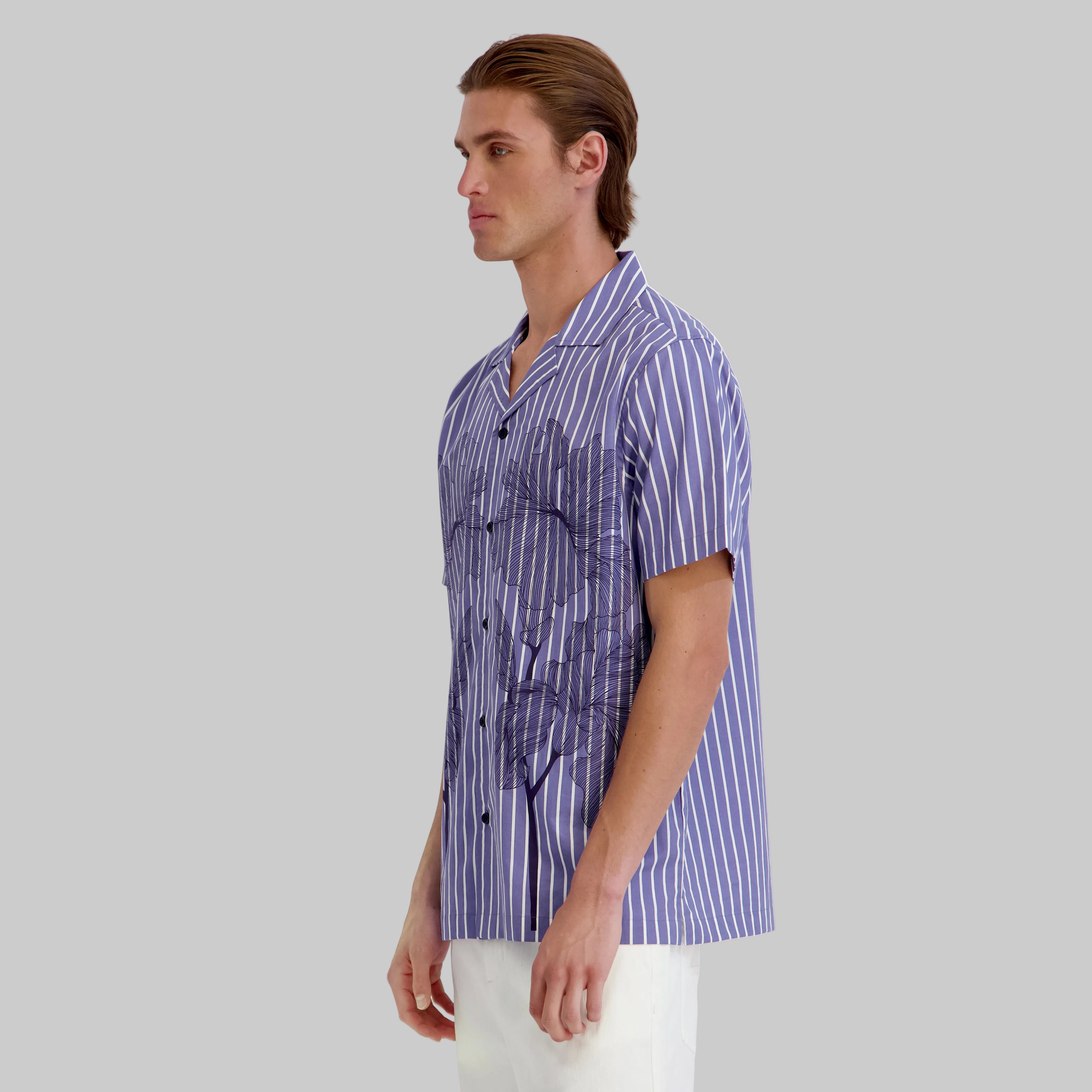 PRINTED FLORAL STRIPED CAMP SHIRT VIEW 3 | Men's Clothing