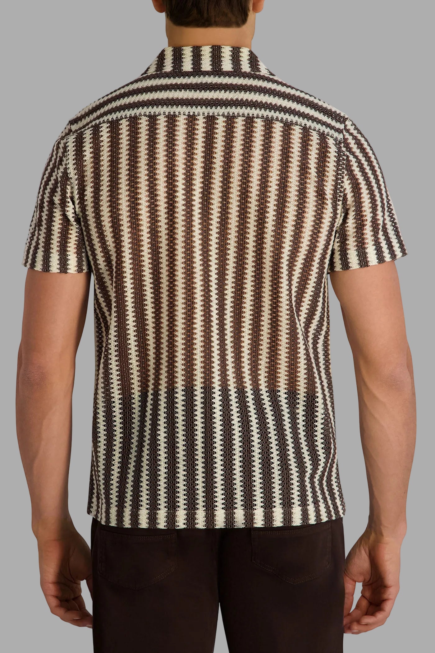 TEXTURED STRIPE CAMP COLLAR SHIRT View 2 | Men's Clothing