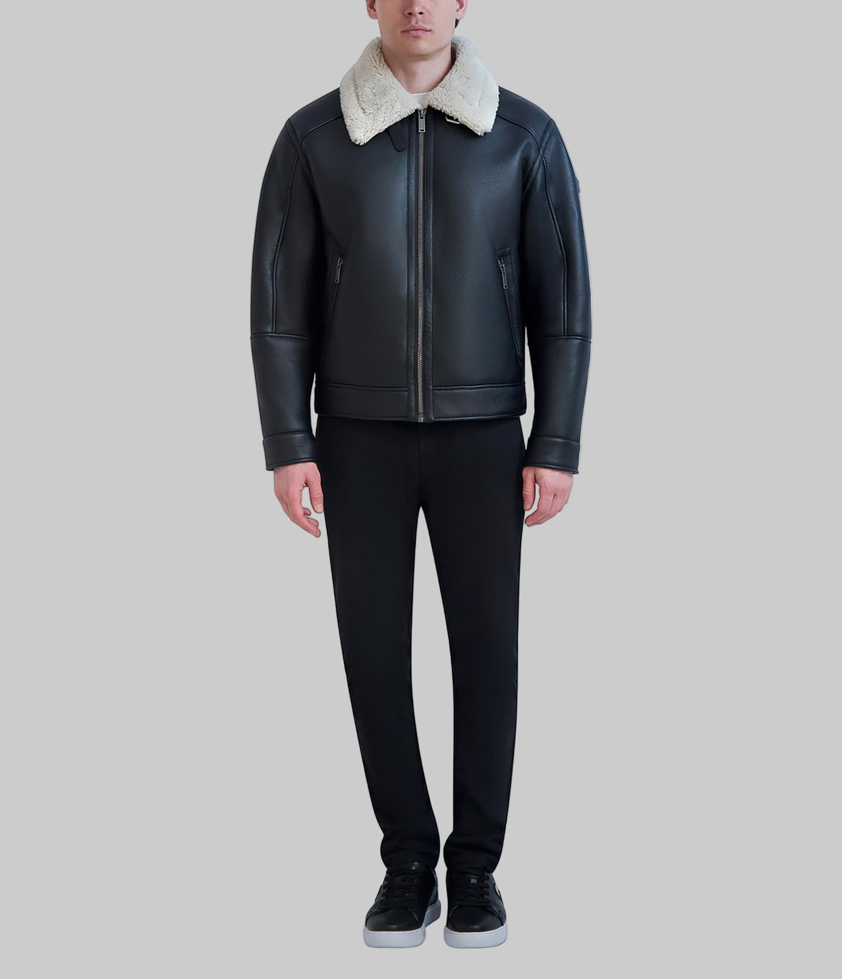 Sherpa Collared Faux Leather Jacket | Jackets & Blazers | Karl