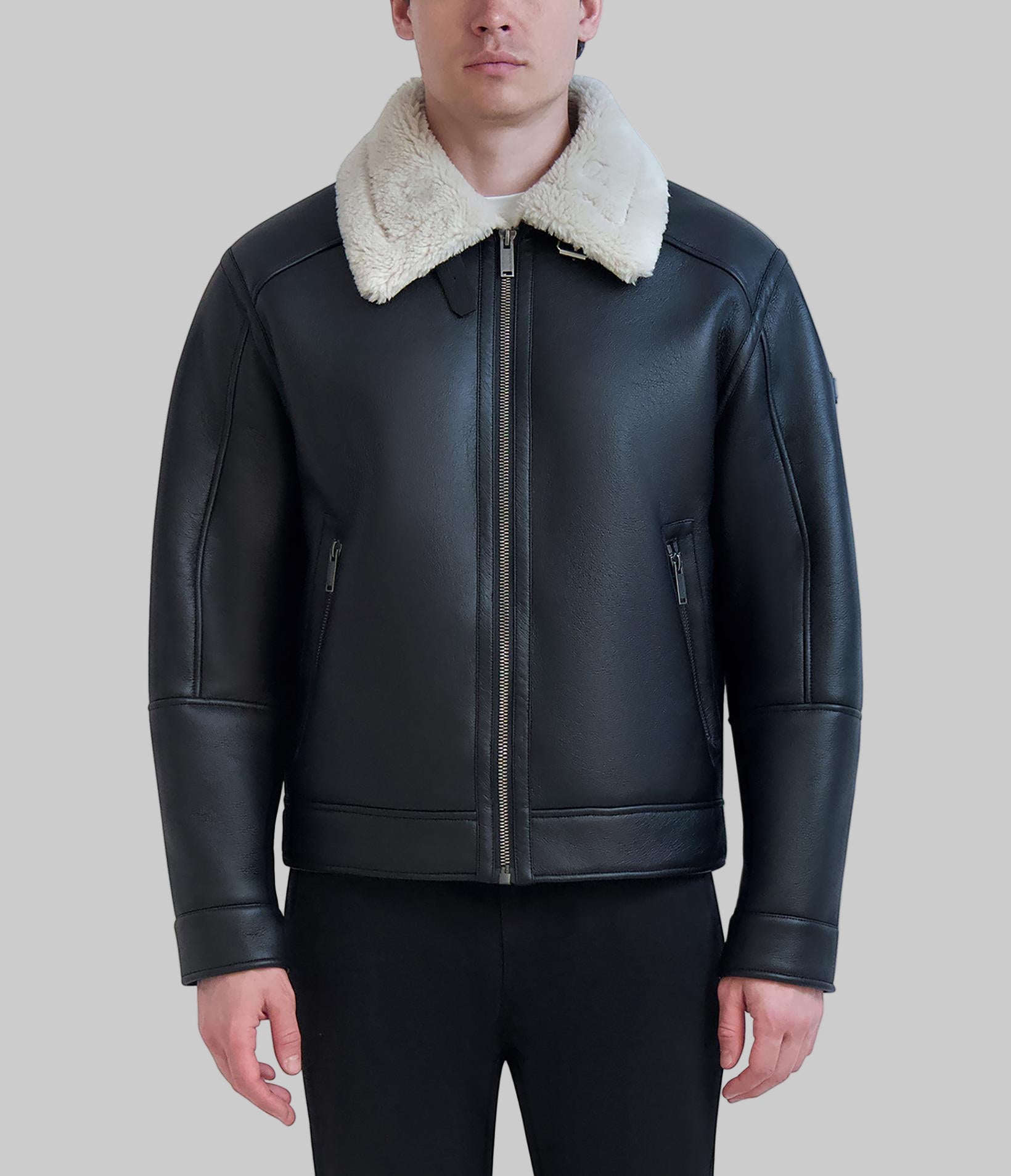 SHERPA COLLARED FAUX LEATHER JACKET View 1 | MEN'S FALL COLLECTION