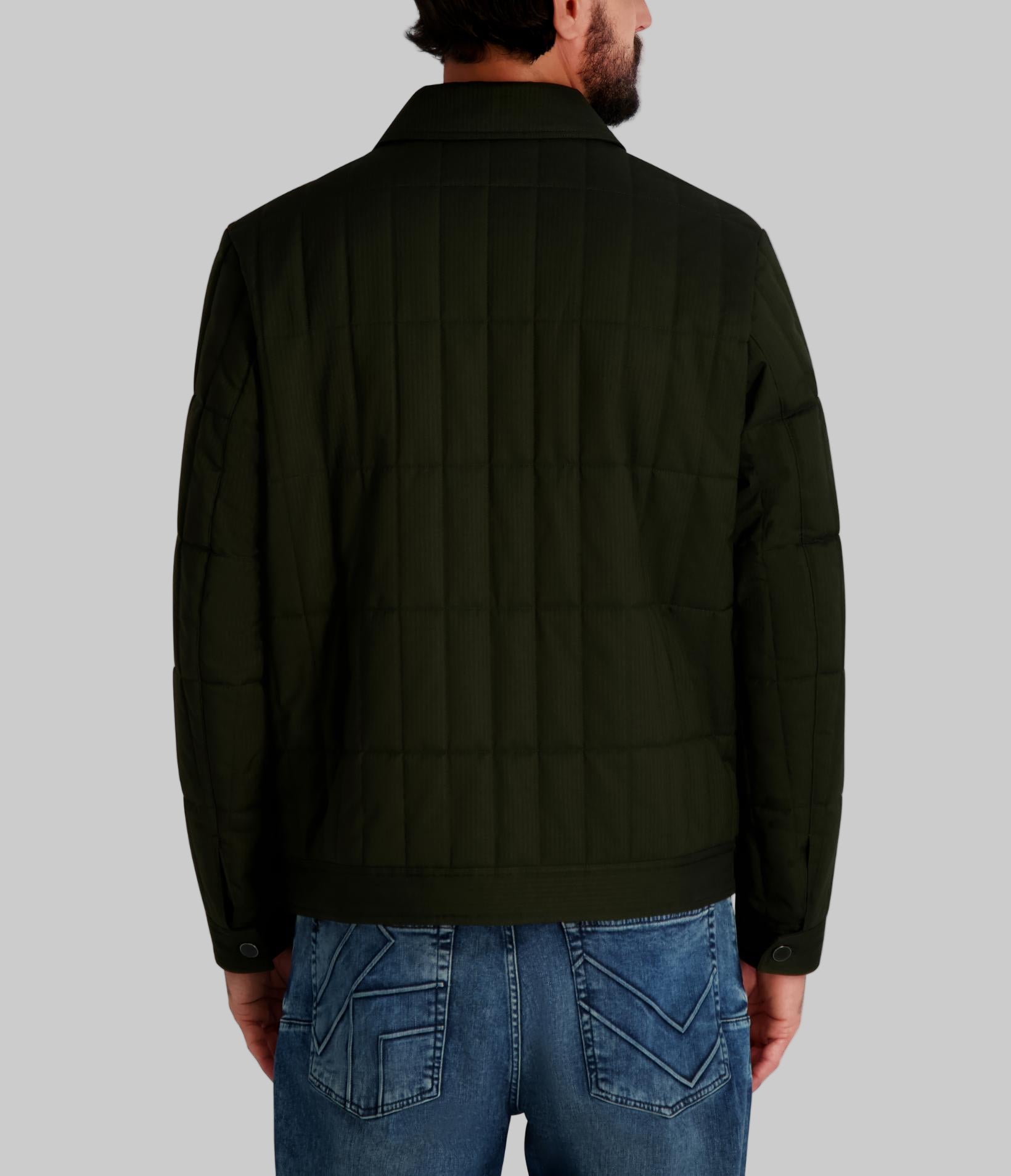 Banded Collar Diamond Quilt Zip Front Jacket | Jackets & Blazers