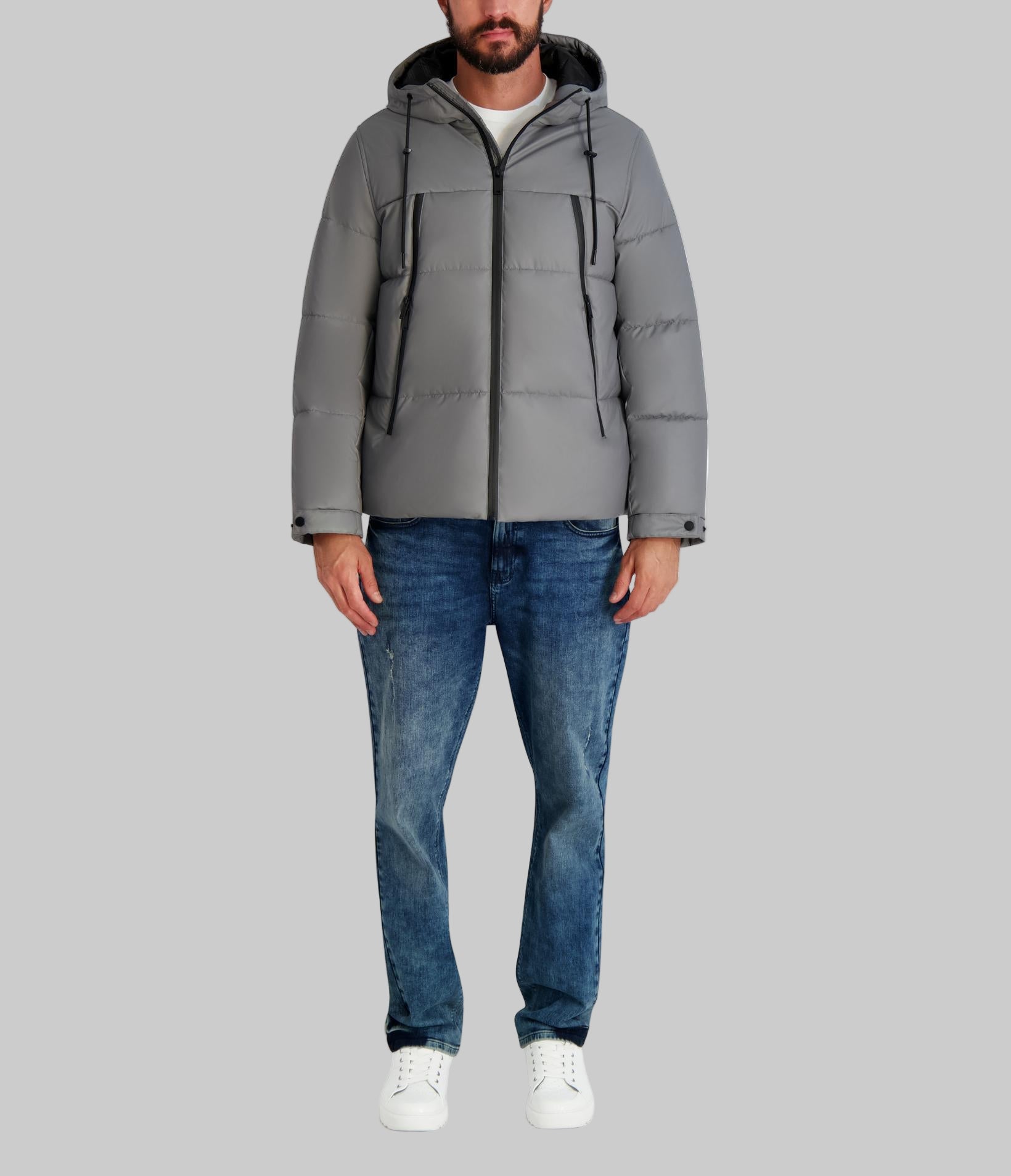 MID WEIGHT HOODED PUFFER WITH POCKETS VIEW 4 | Men's Coats & Jackets