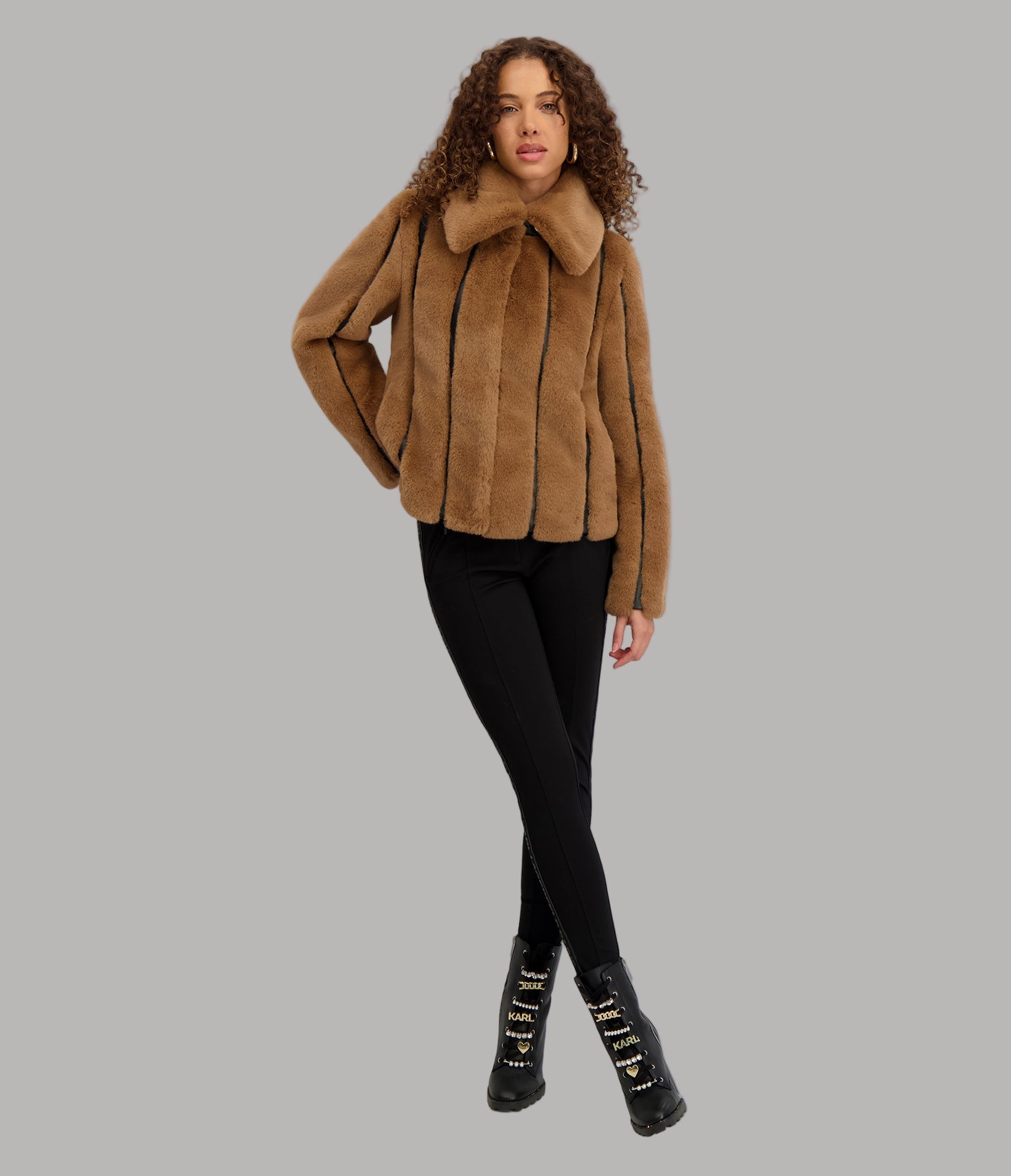 Cropped Faux Mink Jacket | Outerwear | Karl Lagerfeld Paris
