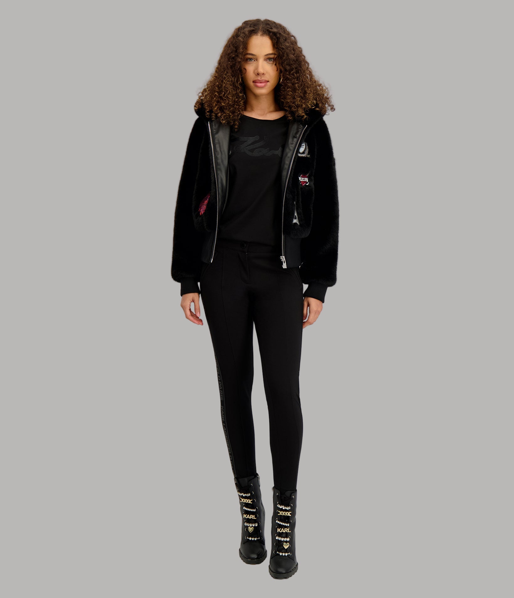 Faux Fur Patch Bomber | Jackets & Blazers | Karl Lagerfeld Paris