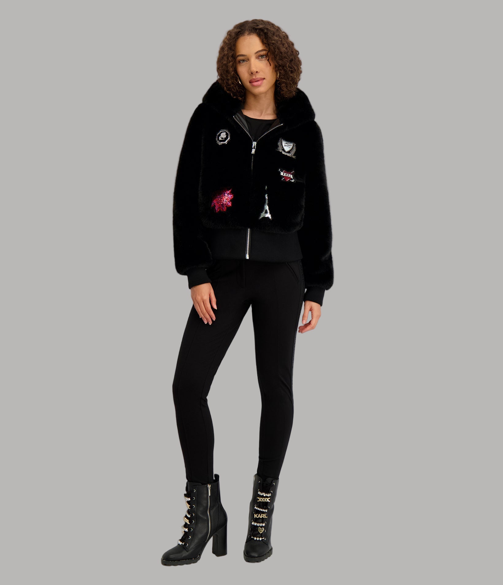 Faux Fur Patch Bomber | Jackets & Blazers | Karl Lagerfeld Paris