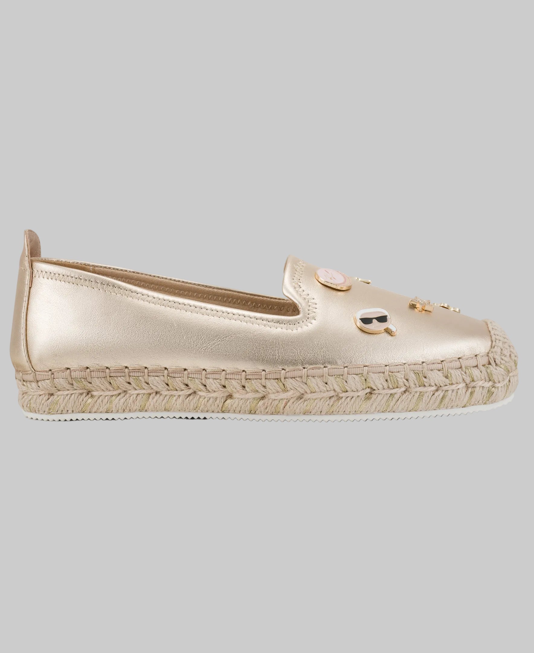 Michaela Metallic Leather Cate Pin Slip On Flat Espadrille | Flats
