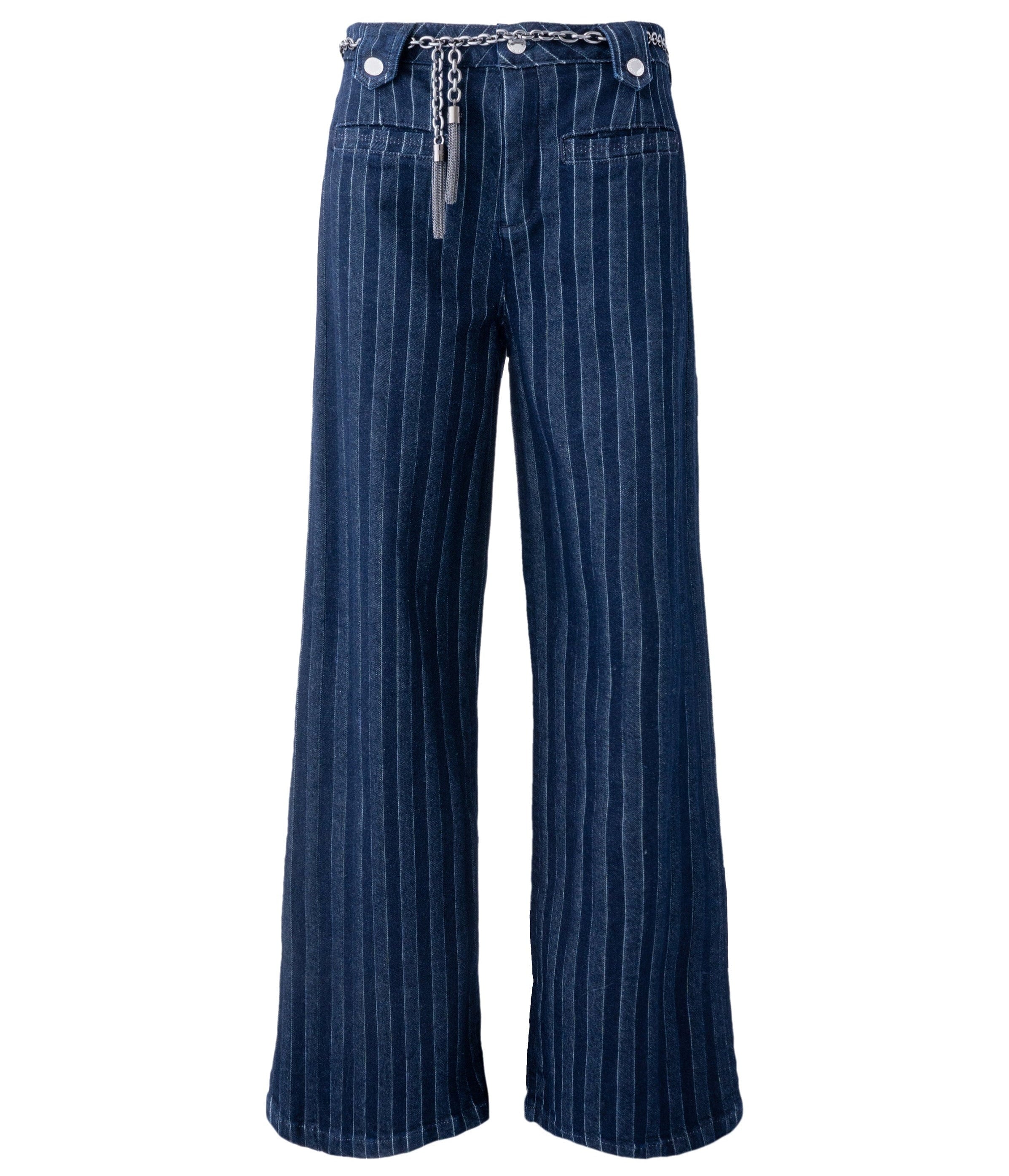 PINSTRIPE WIDE LEG JEAN View 2 | Women's Clothing Sale