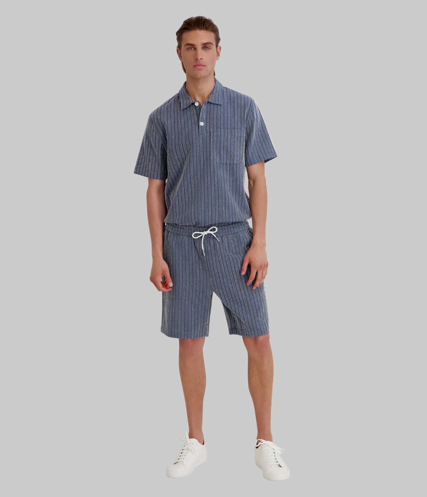 TEXTURE STRIPED DRAWSTRING SHORT VIEW 4 | KLP Promo Event