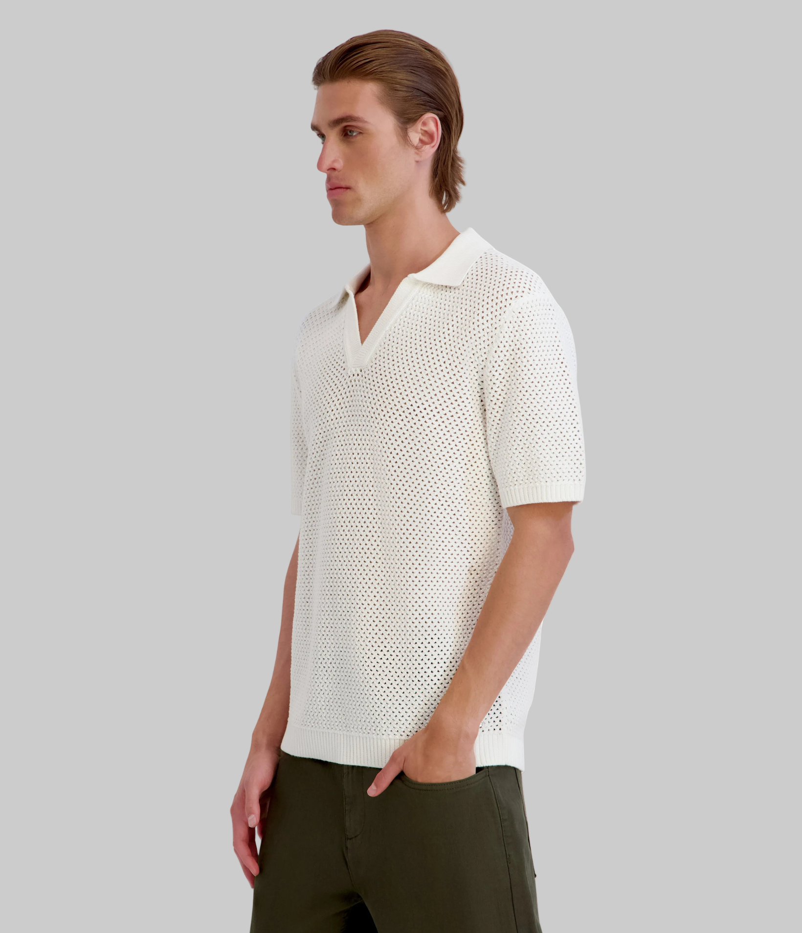 OPEN WEAVE JOHNNY COLLAR POLO VIEW 3 | KLP Promo Event