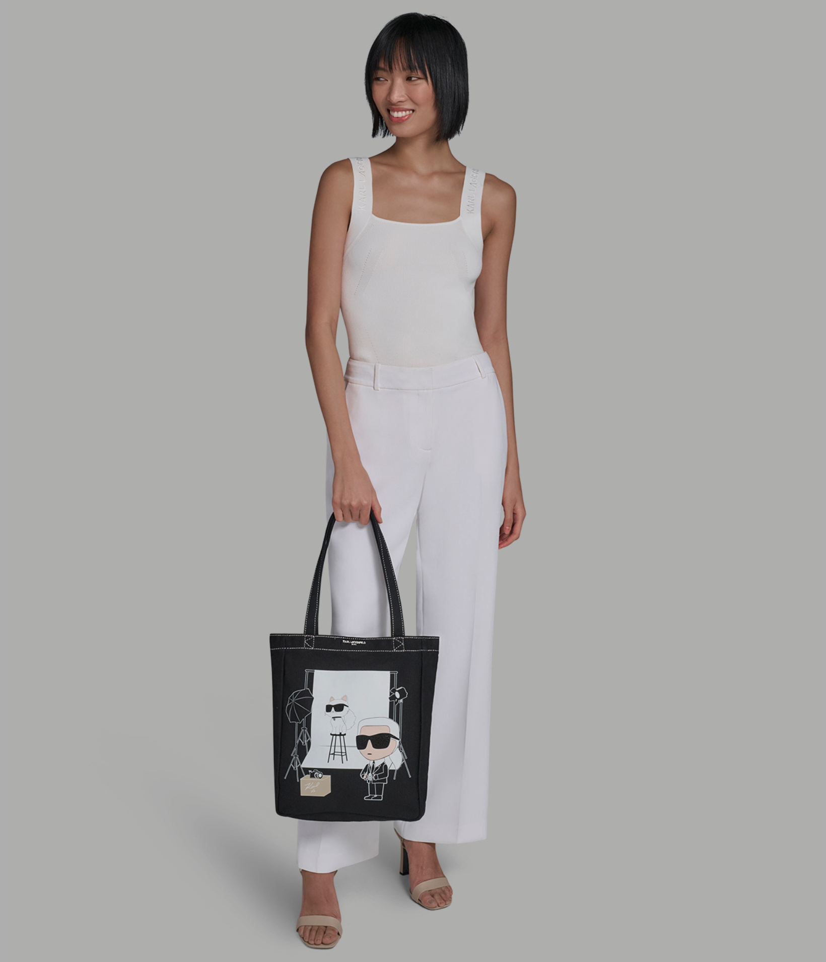 CANNES KARL & CHOUPETTE PHOTOSHOOT CANVAS TOTE VIEW 7 | Women's Totes