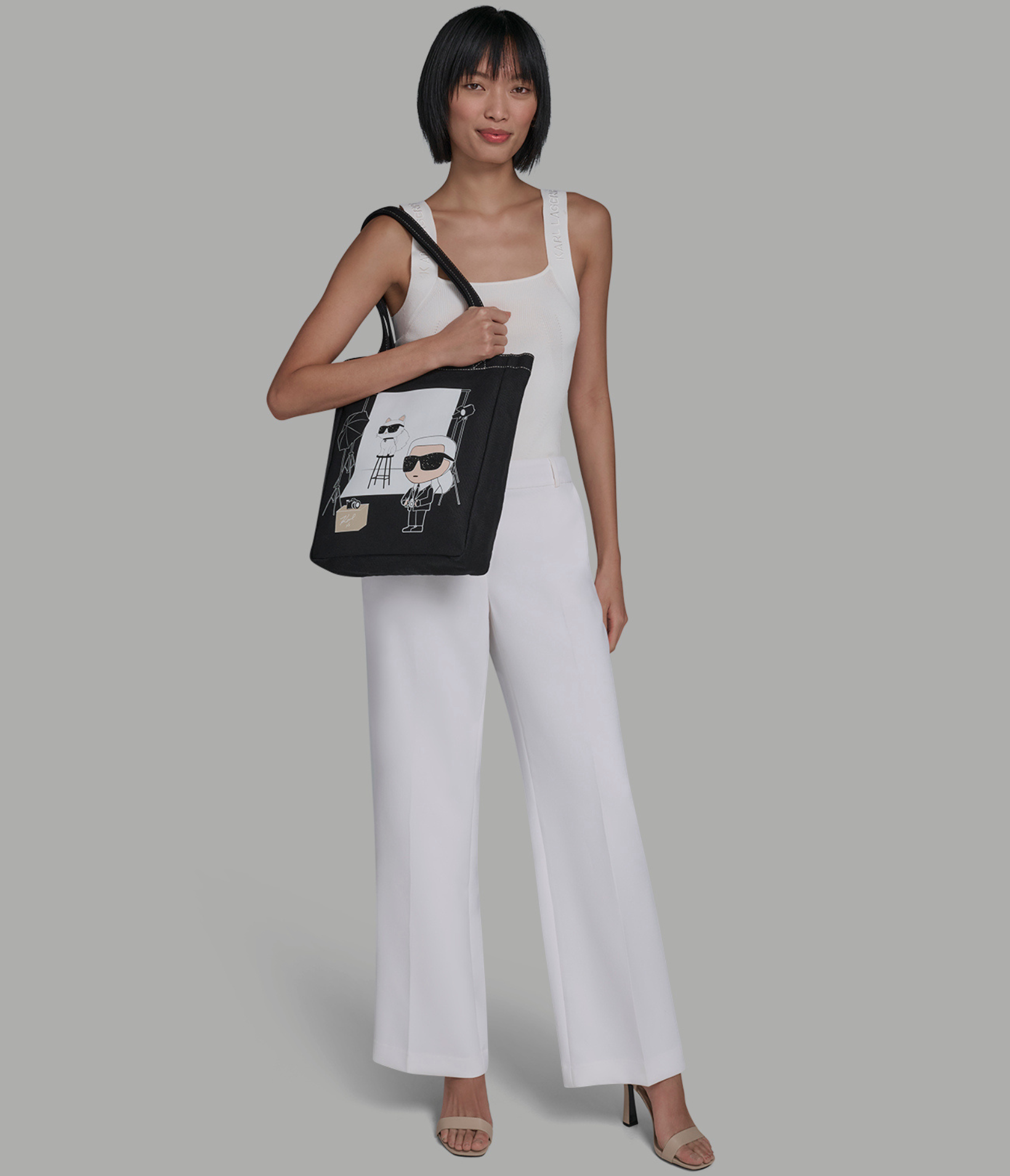 CANNES KARL & CHOUPETTE PHOTOSHOOT CANVAS TOTE VIEW 6 | Women's Totes