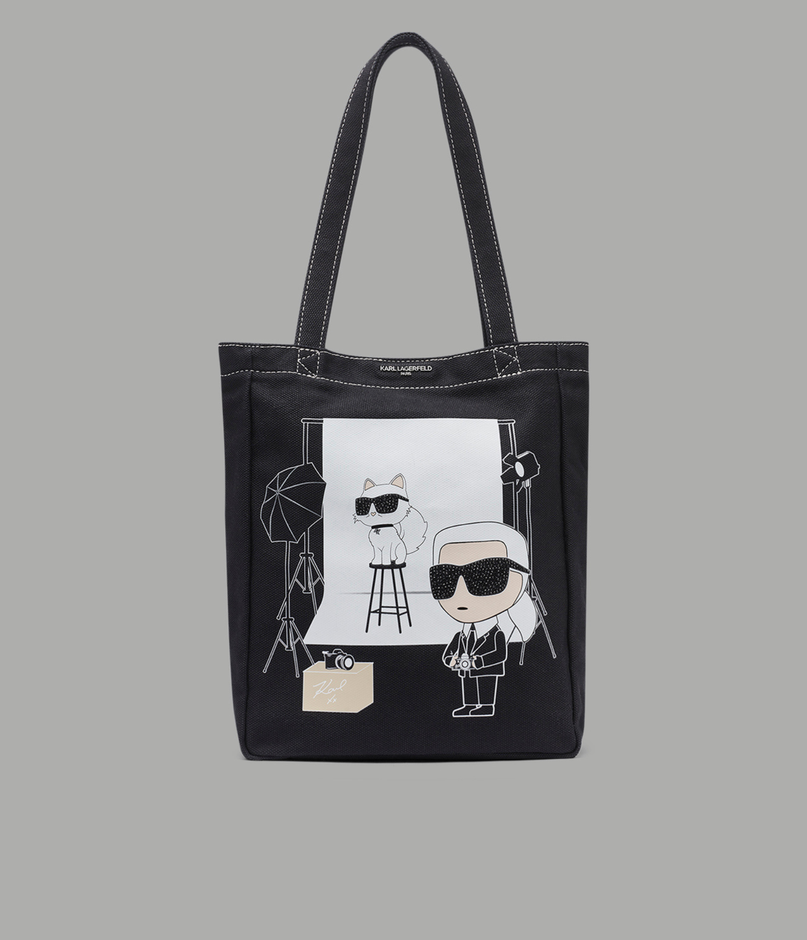 CANNES KARL & CHOUPETTE PHOTOSHOOT CANVAS TOTE View 1 | Women's Totes