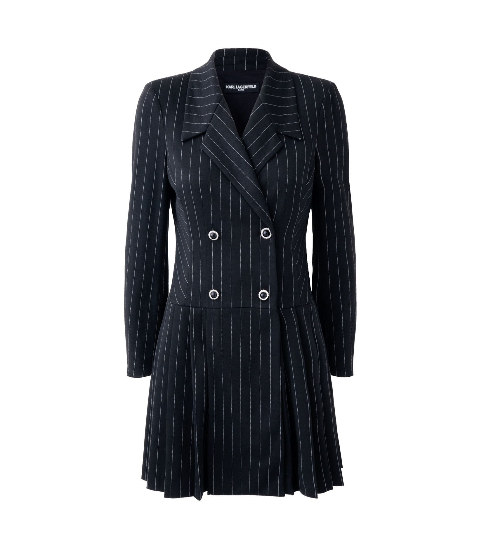 DOUBLE BREASTED PINSTRIPE BLAZER DRESS View 2 | New Arrivals
