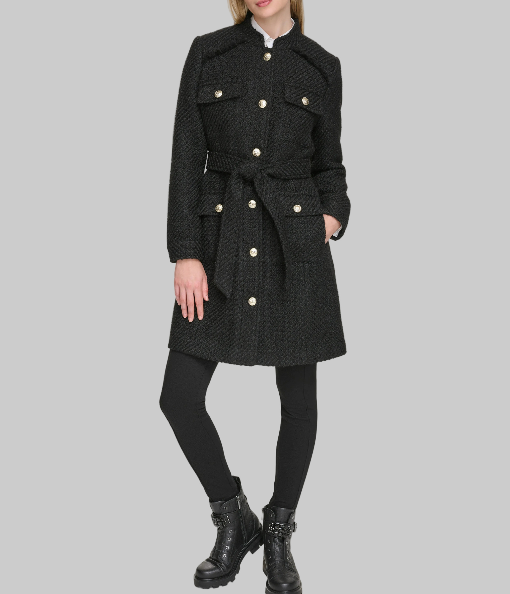 TWEED BELTED TOPPER VIEW 4