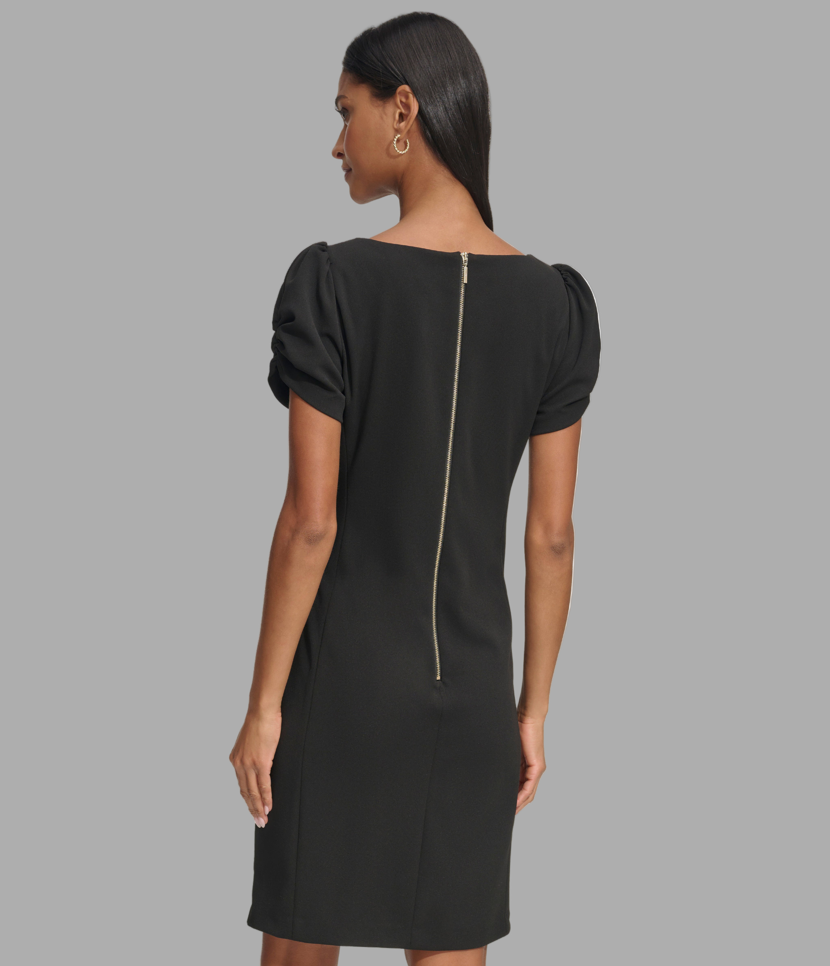 ROUCHED SHEATH DRESS WITH PUFF SLEEVES View 2 | Women's Dresses & Jumpsuits