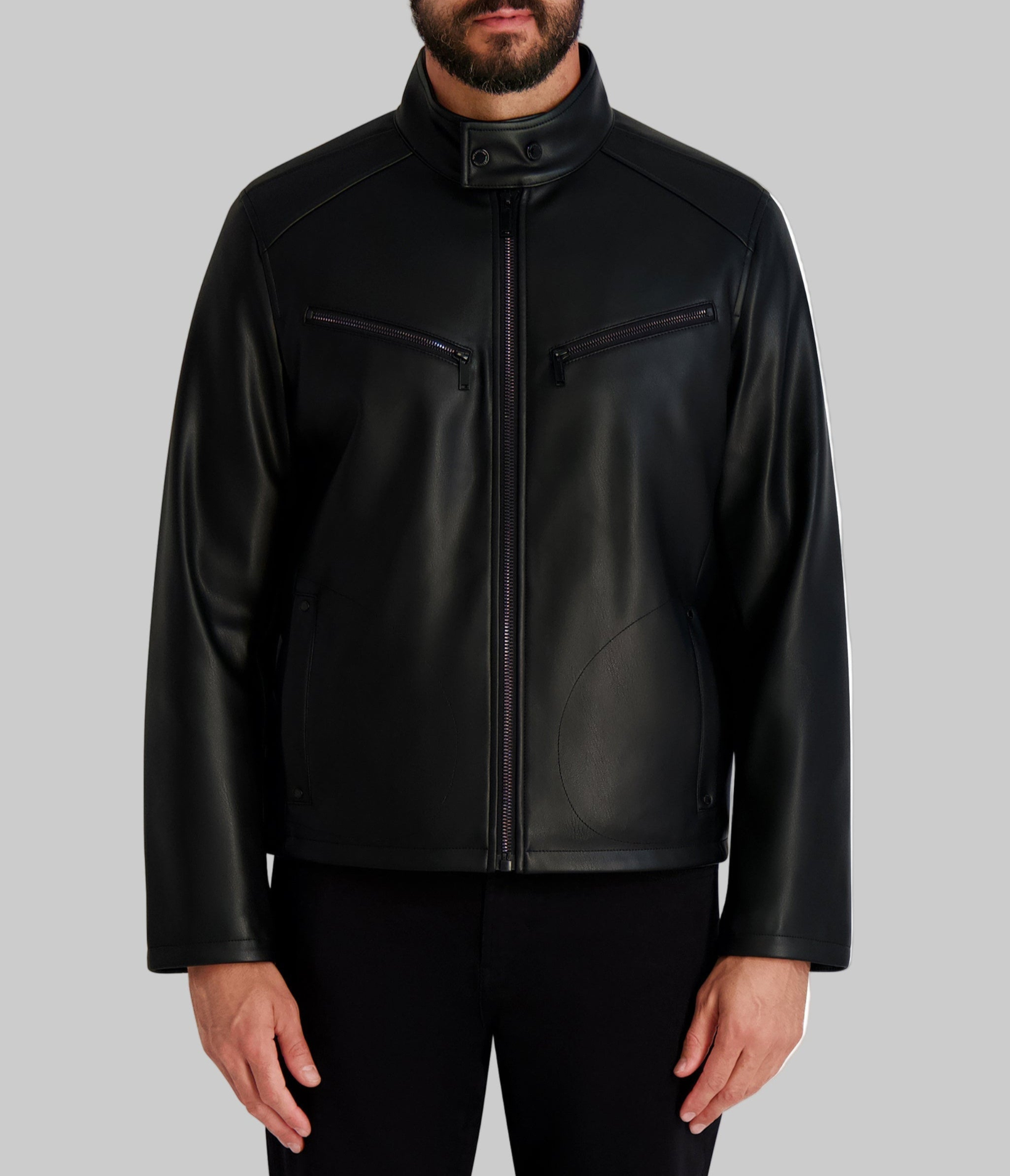 CIRCLE STITCH FAUX LEATHER JACKET View 1 | MEN'S FALL COLLECTION