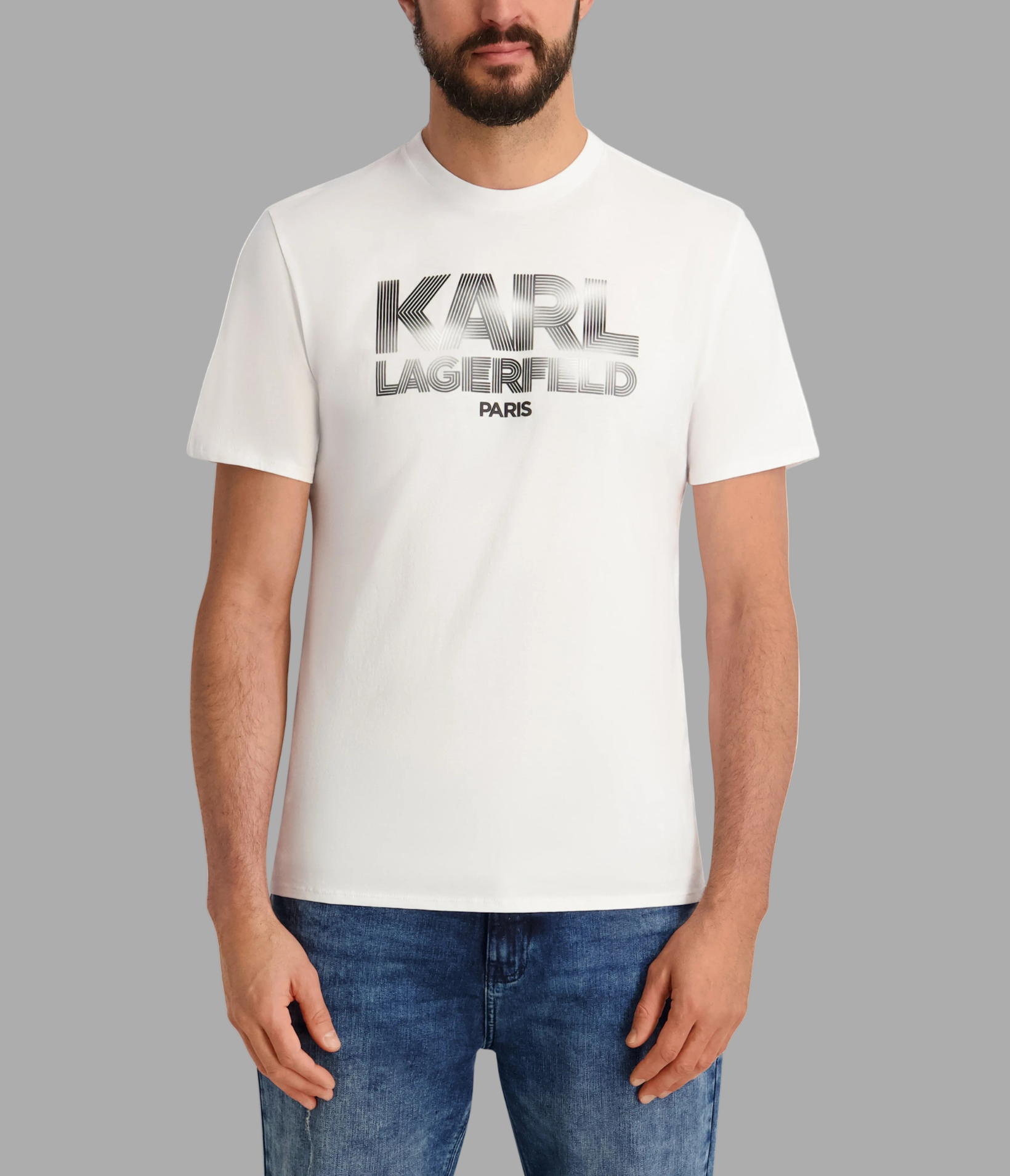 RUBBERIZED LARGE KARL LOGO GRAPHIC TEE View 1 | Men's Clothing