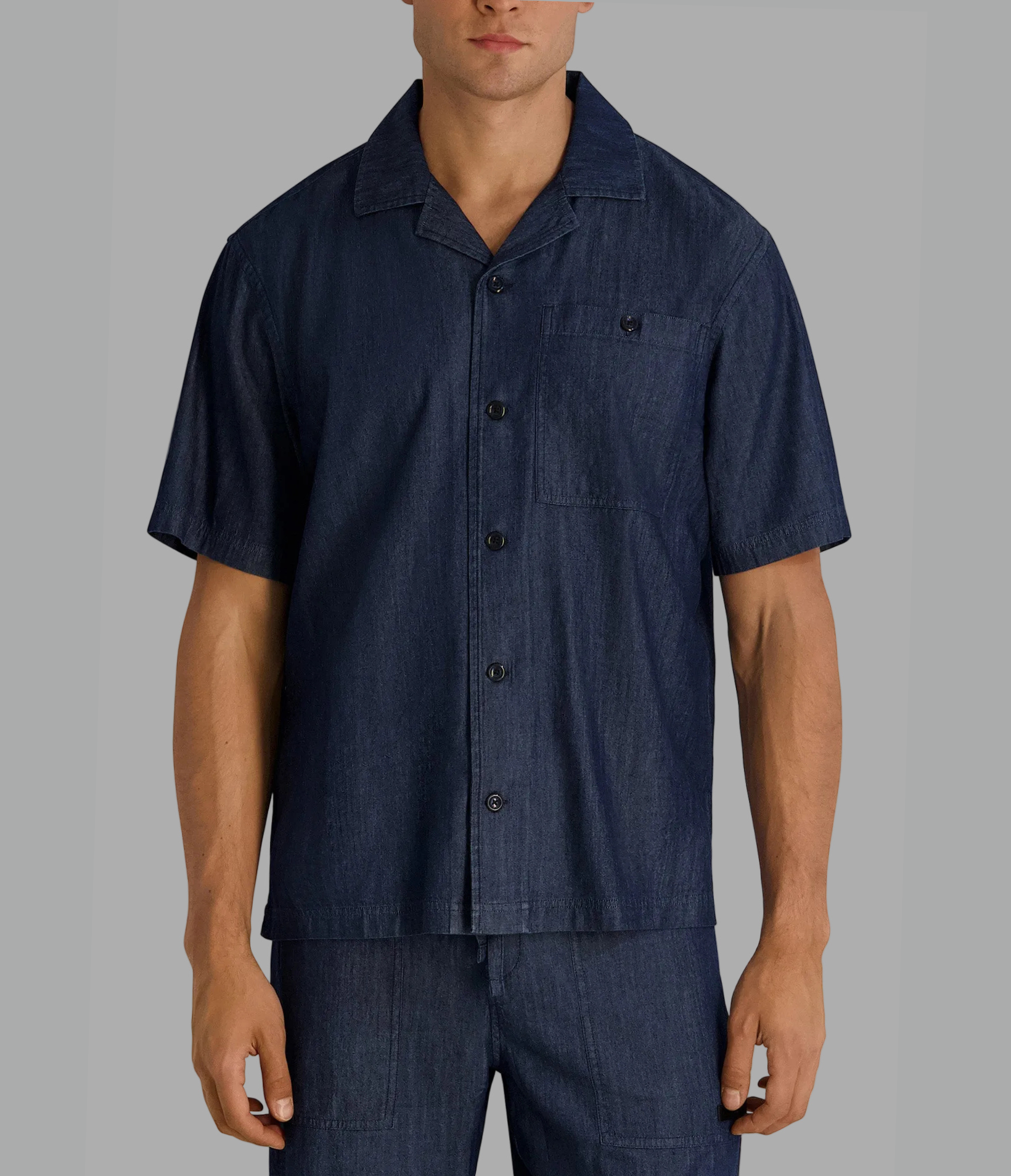 DENIM CAMP COLLAR SHIRT View 1 | Men's Sweaters & Shirts