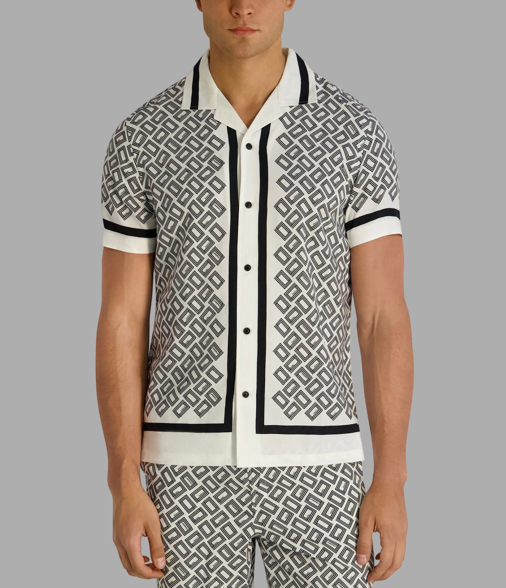 DOUBLE L PRINTED BUTTON FRONT SHIRT View 1 | Men's Clothing