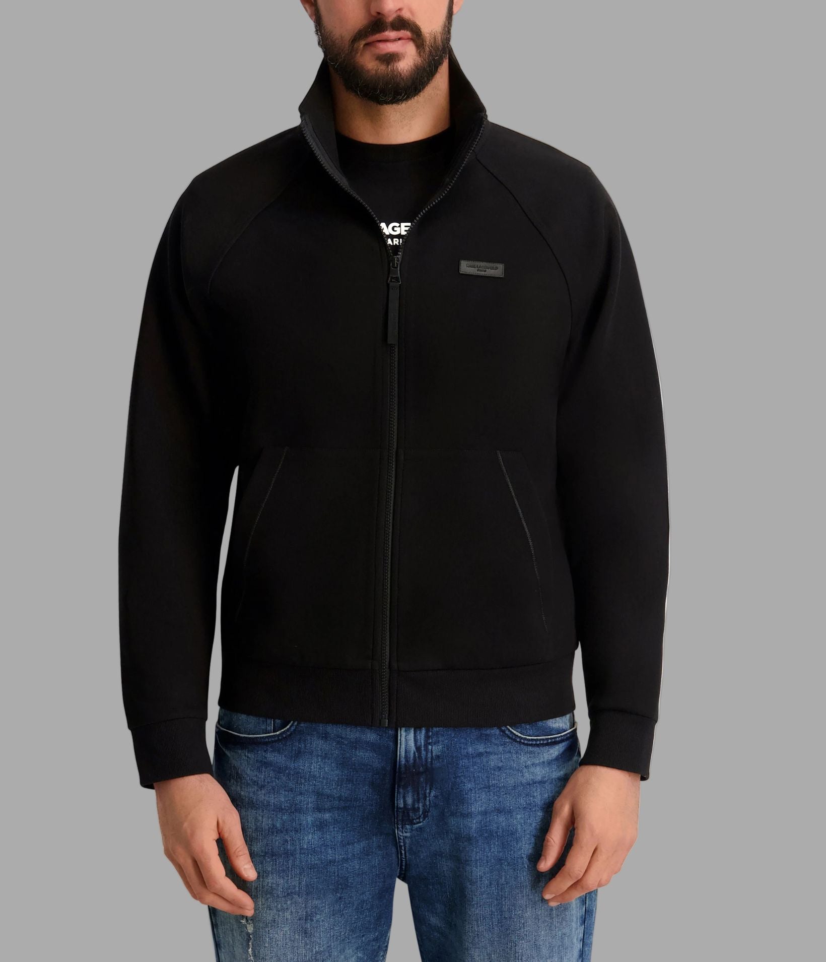 PONTE TRACK JACKET WITH LEATHER LOGO PATCH View 1 | Men's Clothing