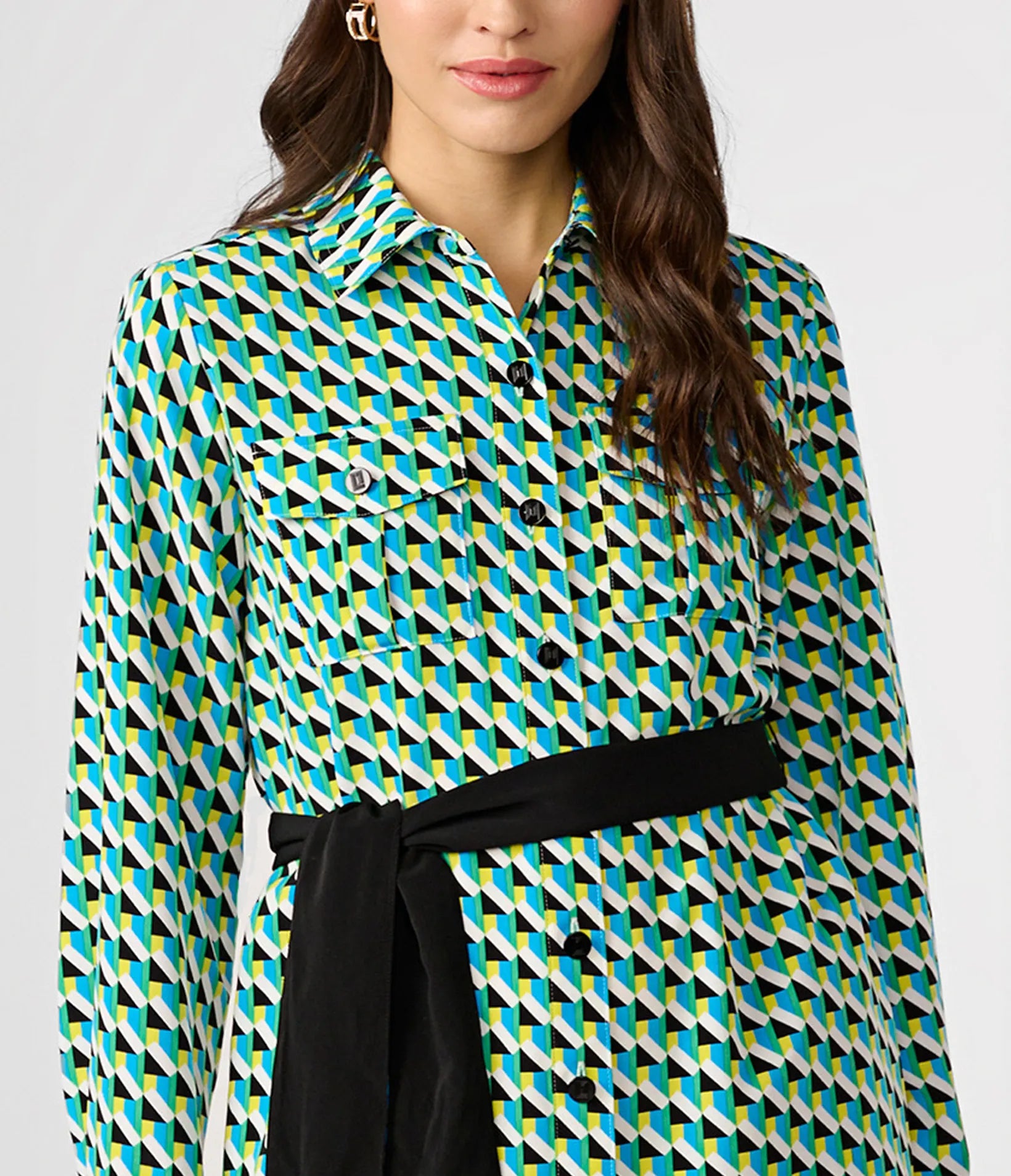 PRINTED SILKY CREPE SHIRT DRESS VIEW 4
